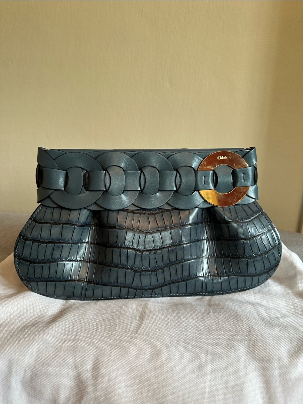 Chloé Darryl Embossed Leather Clutch